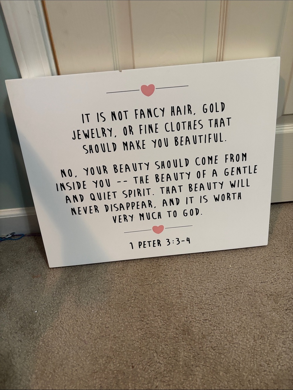 Hobby Lobby White Scripture Wall Art with Pink Accents